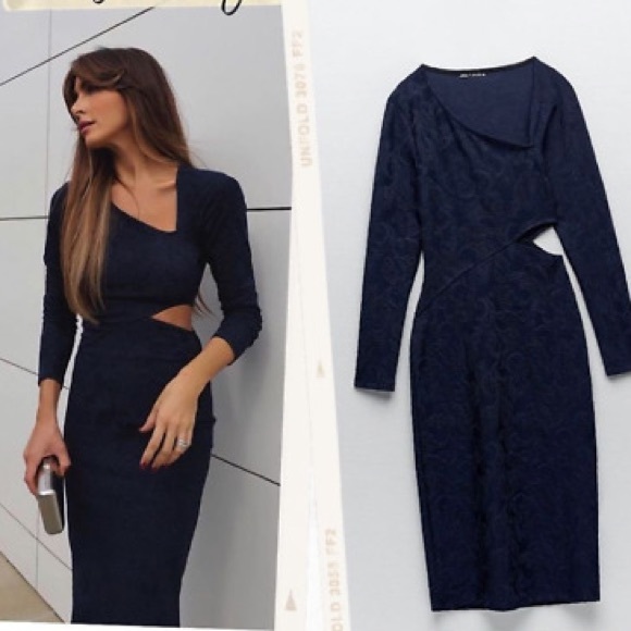 Zara Cut-Out Jacquard Dress - Picture 7 of 11